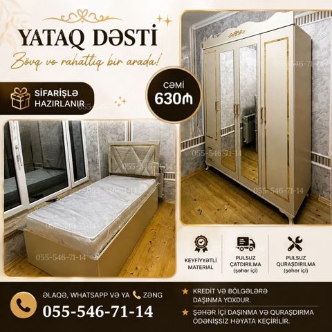 Yataq dəsti – zövq və rahatlıq bir arada Tərkibi: - 1 nəfərlik — Bakı