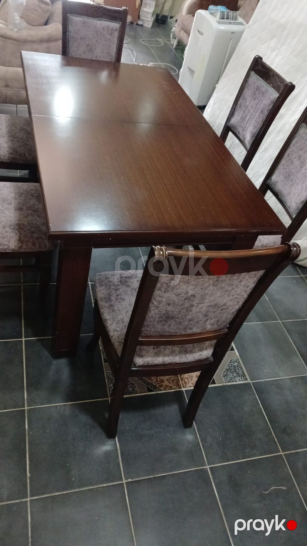 Qonaq otağı üçün, İşlənmiş, Açılan, Dördbucaq masa, 6 stul — Masalar və stullar, Bakı (2)