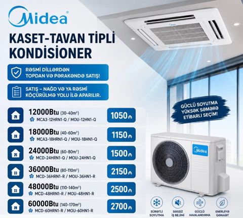 "Midea" kaset-tavan tipli kondisionerlər — Bakı