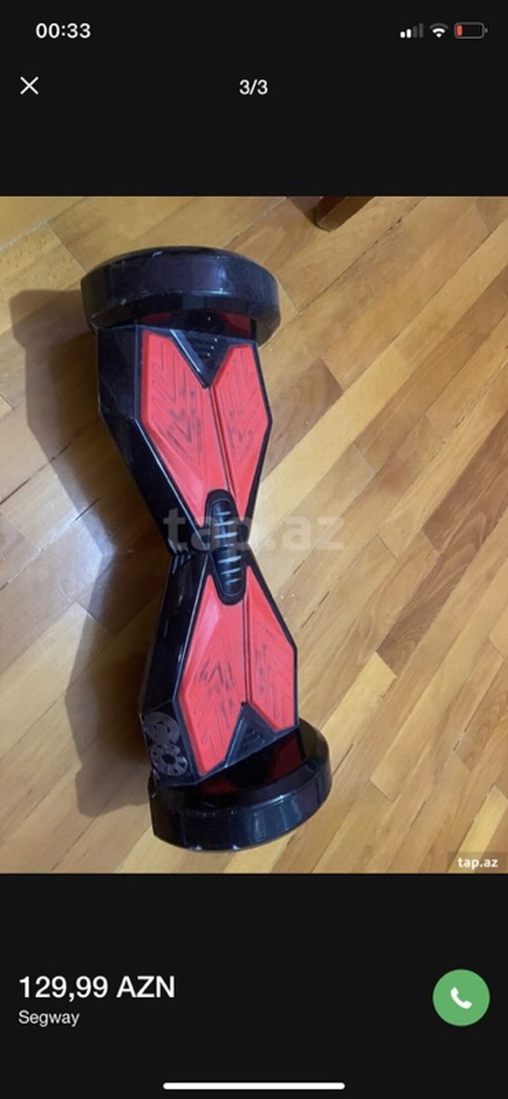 Hovərbord (Segway tipli elektrikli skuter) - Rəng: qara-qırmızı — Hiroskopler, Bakı (3)