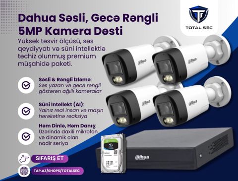 Dahua 5MP Dəst (İkitərəfli Səsli və Gecə Rəngli) — Bakı
