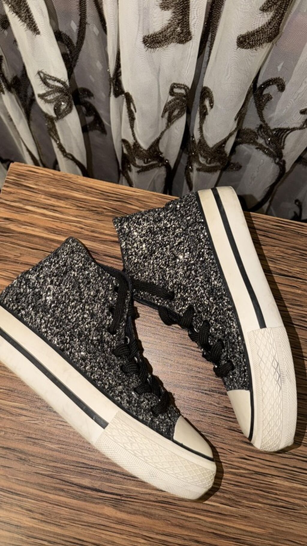 Qara-boz parıltılı hi-top krossovkalar - Model: şnurla bağlanan — Krosovka, Bakı (5)