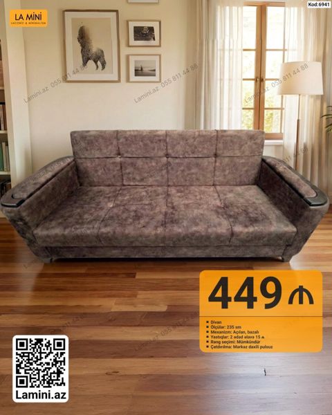 Divan – La Mini - Ölçü: 235 sm - Mexanizm: açılan, bazalı — Bakı