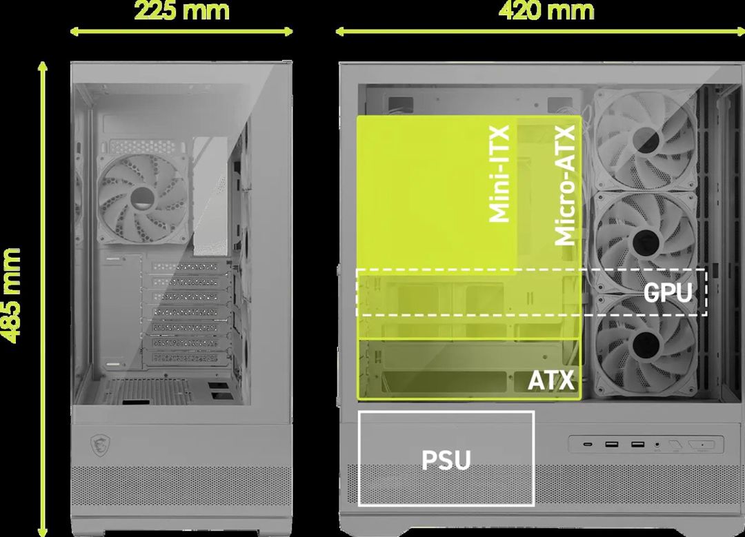 MSI Gaming Case MAG Pano 110R PZ White ATX — Kompüterlər və noutbuklar, Bakı (2)