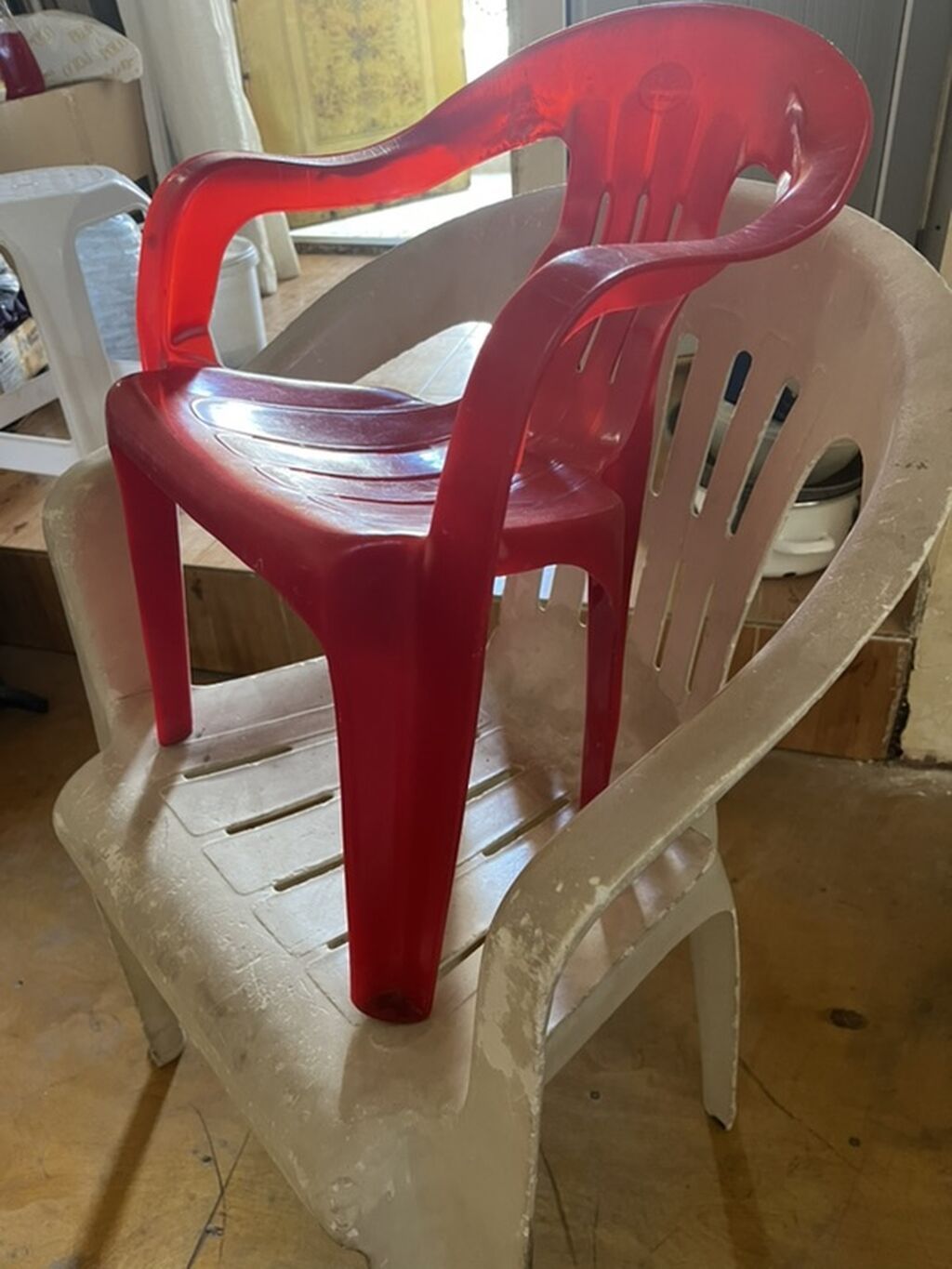 Plastik mebel dəsti - 1 ədəd iri ölçülü plastik kreslo (bej rəng — Mobilya dəstləri, Bakı (2)