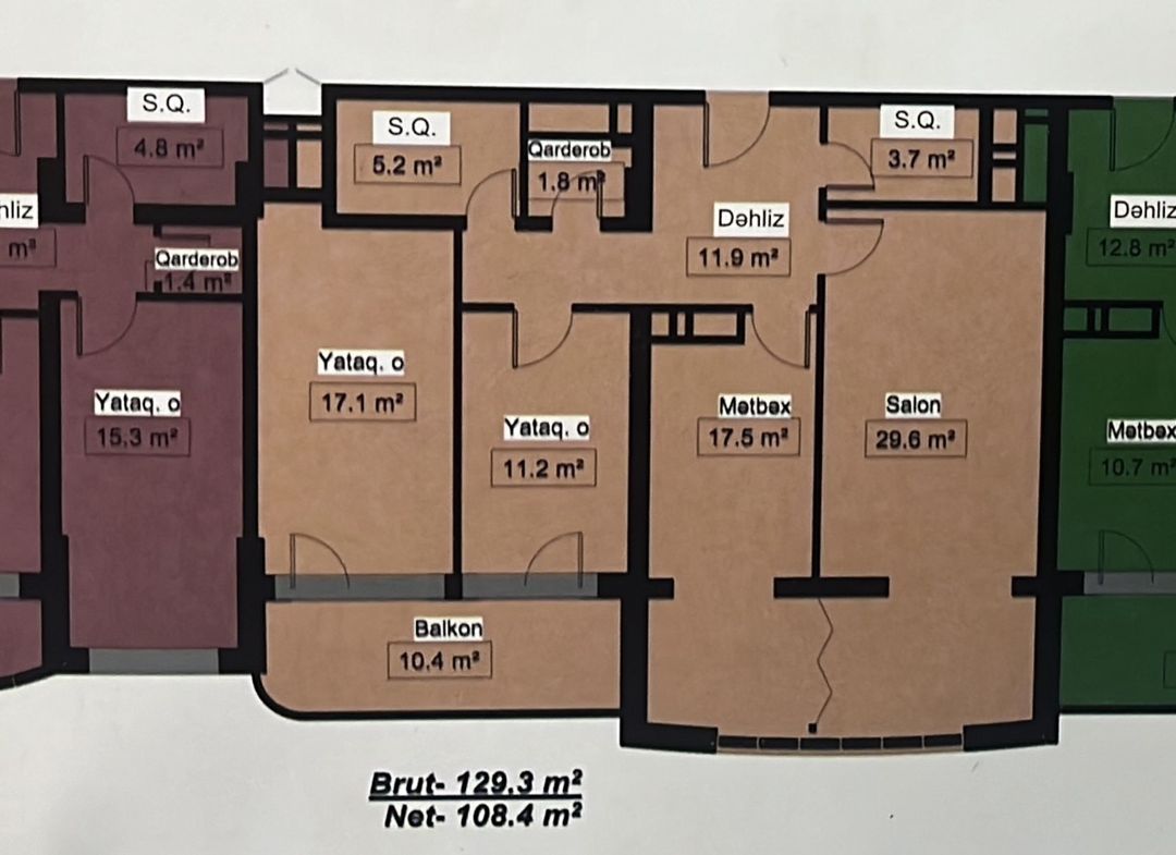 Satılır 3 otaqlı yeni tikili 129 m² — Mənzil, Bakı (2)