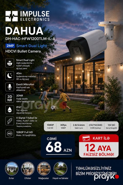 Dahua 2MP Smart Dual Light Hdcvı kamera 40M gecə işığı