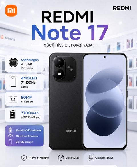 Xiaomi Redmi Note 17 Black 256GB/8GB — Bakı