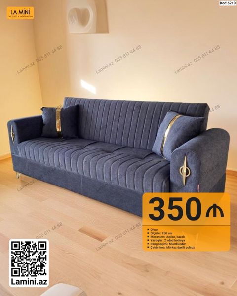 Divan – Kod: 6210 - Ölçü: 250 sm - Mexanizm: açılan, bazalı (yataq — Bakı