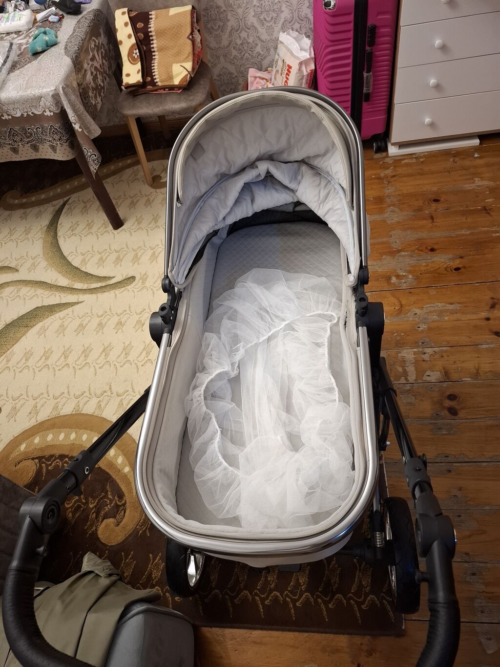 Uşaq arabası – Kidillo brendi, bej rəng. - 2-in-1 beşik tipli üst — Arabalalar, Bakı (5)
