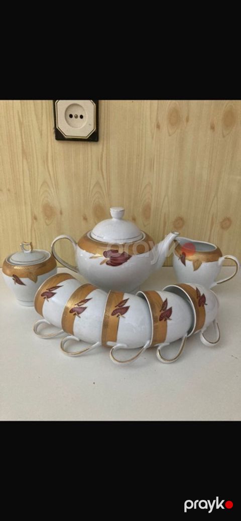 Çay dəsti, rəng - Ağ, Farfor, 6 nəfərlik
