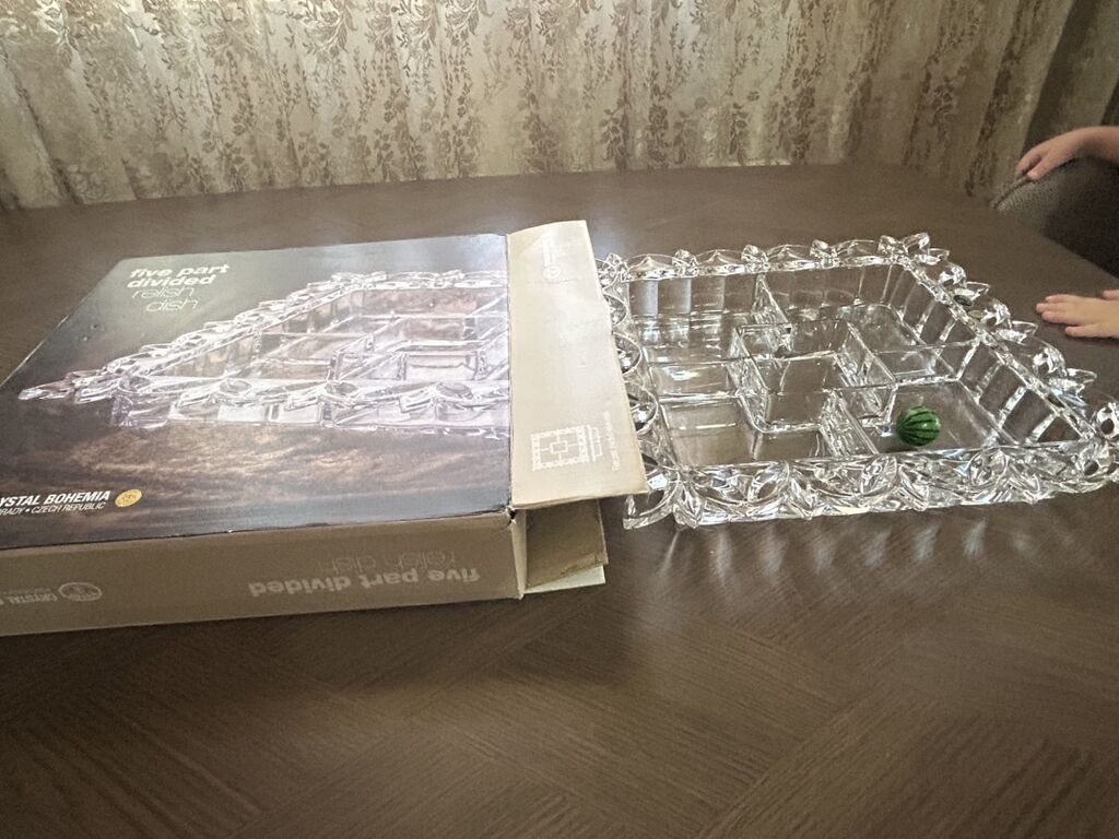 Bohemia kristal beş bölməli serve qabı - Brend: Crystal Bohemia — Süfrə qabı, Bakı (7)