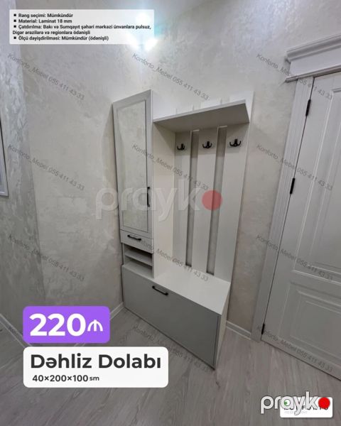 Dəhliz dolabı – 40×200×100 sm - Kompakt və funksional dizayn