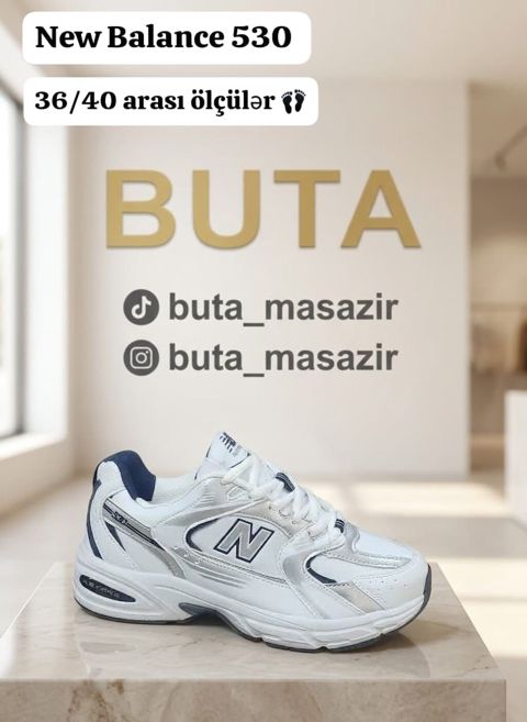 New Balance 530 idman ayaqqabısı - Rəng: ağ/göy detallı - Model — Bakı