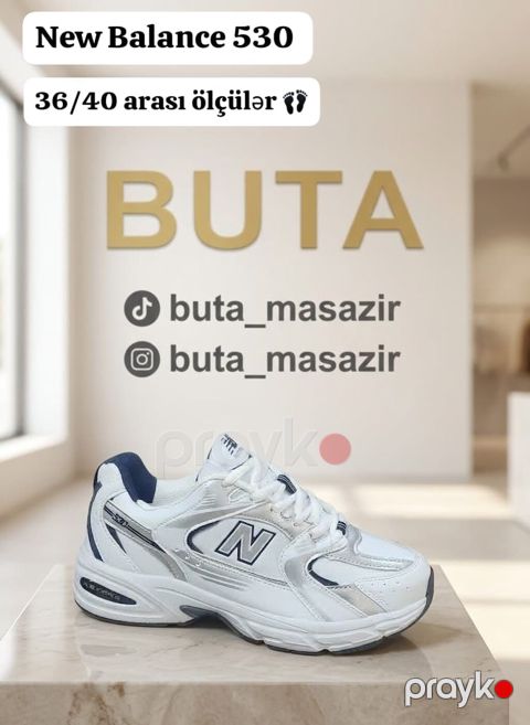 New Balance 530 idman ayaqqabısı - Rəng: ağ/göy detallı - Model