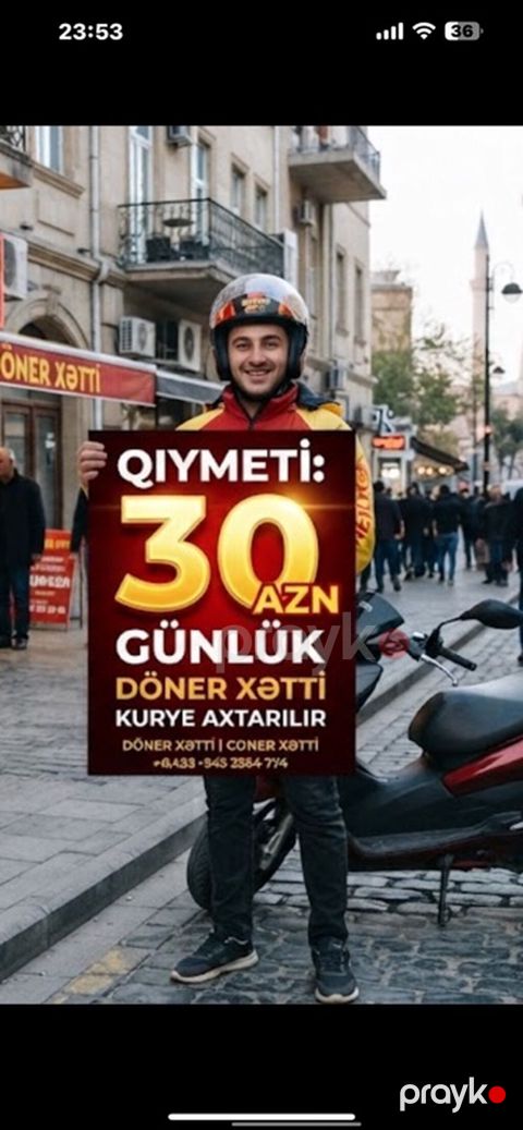 Moto-kuryer tələb olunur, Gündəlik ödəniş — Xırdalan