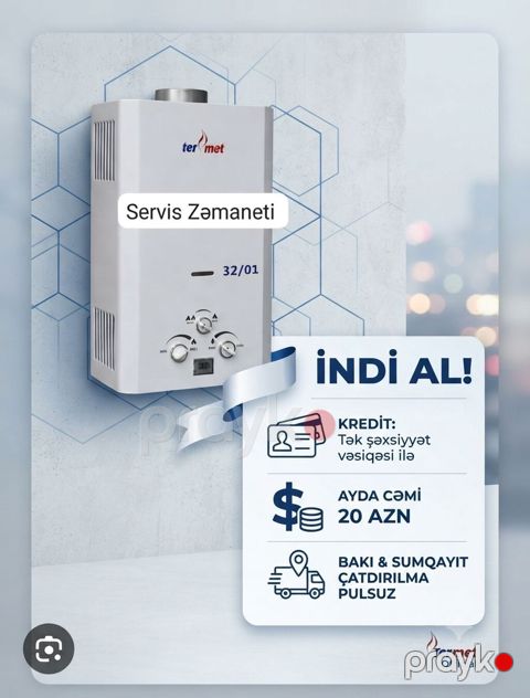 Kredit Tək Şəxsiyyət vəsiqəsi ilə Termet 32L qazla işləyən su — Bakı