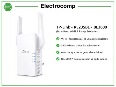 TP-Link RE235BE BE3600 Dual-Band Wi-Fi 7 Range Extender — Bakı