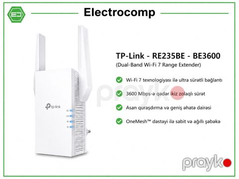 TP-Link RE235BE BE3600 Dual-Band Wi-Fi 7 Range Extender — Bakı