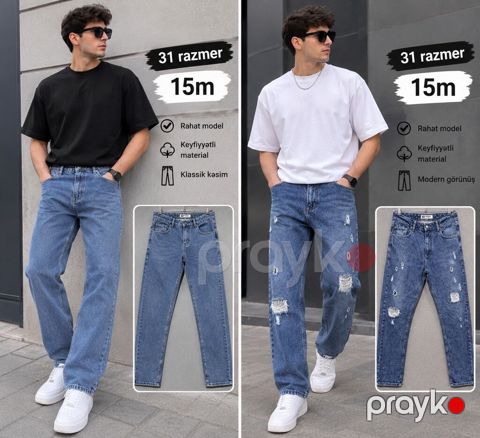 Kişi cins şalvarları – 31 razmer - Model 1: Klassik kəsim, düz paça