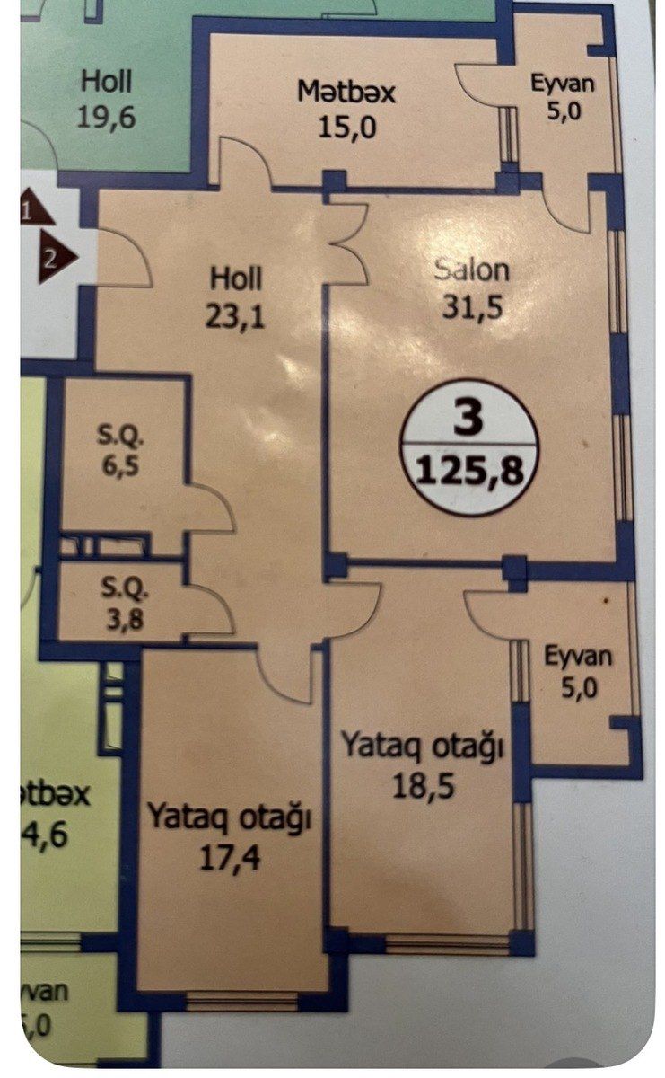 Satılır 3 otaqlı yeni tikili 125.8 m² — Mənzil, Bakı (4)