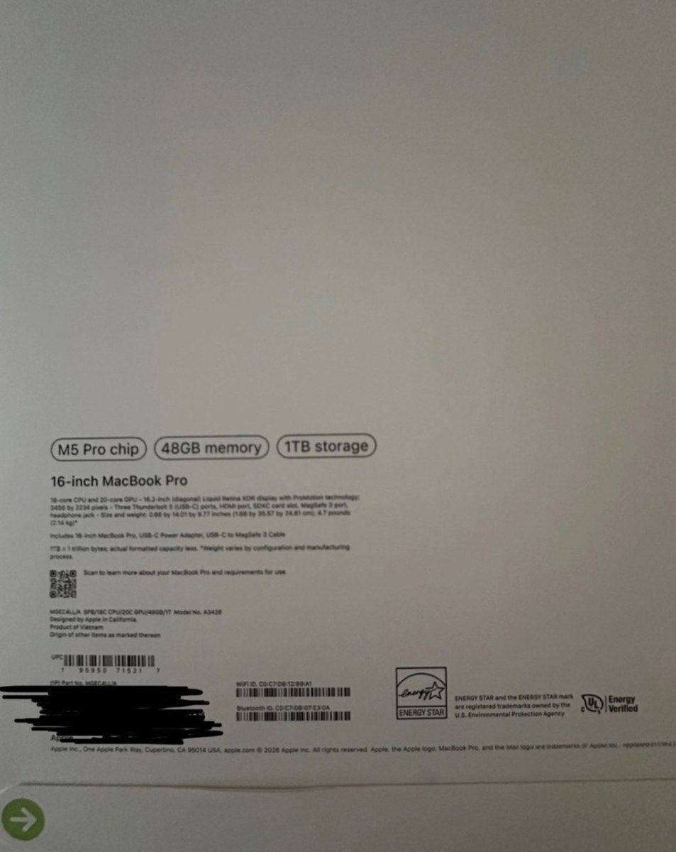 Apple MacBook Pro 16” M5 Pro 48GB/1TB — Noutbuklar, Bakı (4)