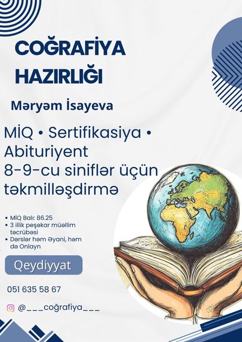 Repetitor, Coğrafiya, Azərbaycan dili, Abituriyent hazırlığı — Bakı
