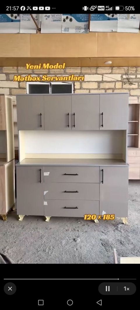 Yeni model mətbəx servantları Ölçü: 120 185 sm (şəkillərdə — Bakı