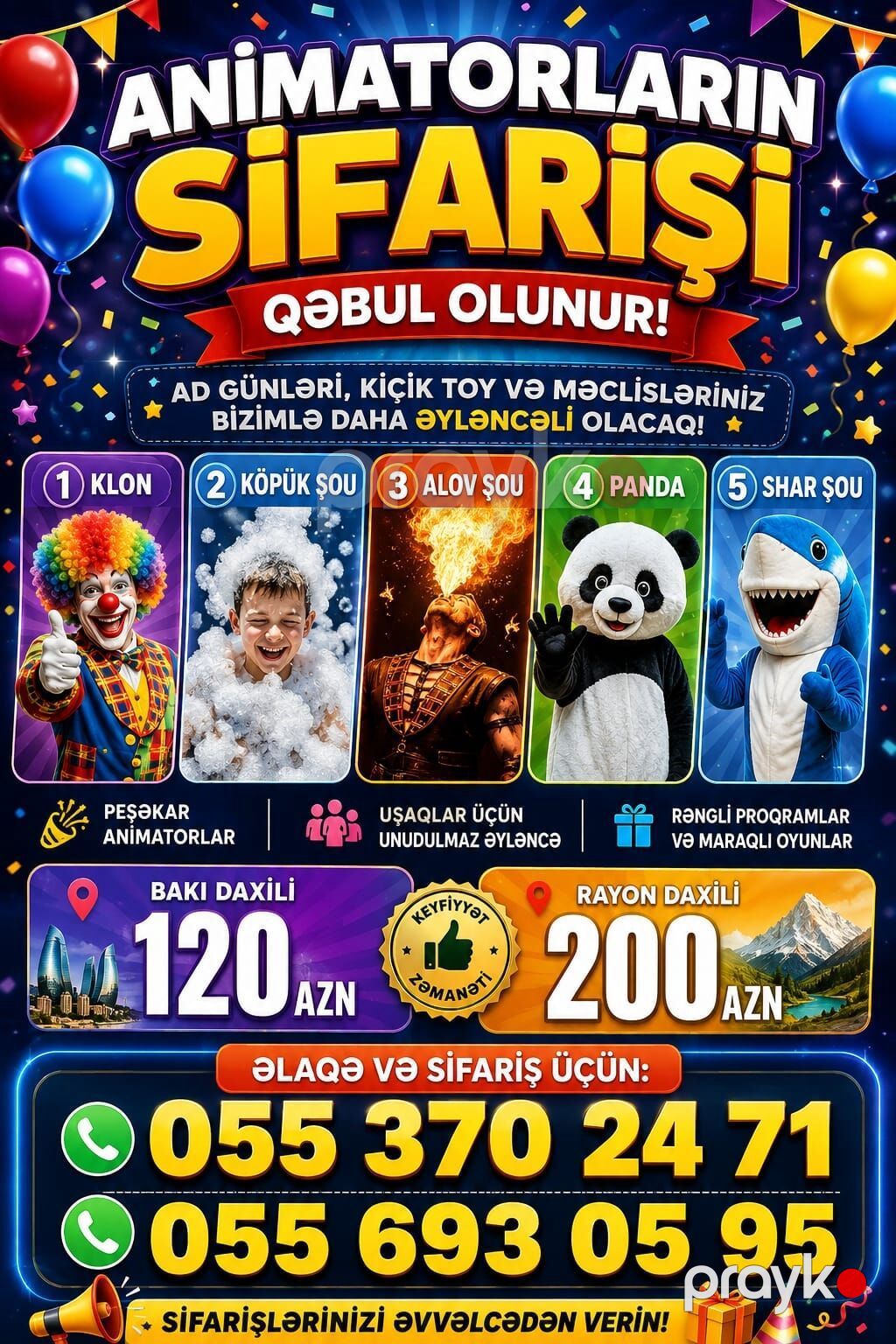 Animatorların sifarişi – ad günləri, kiçik toy və məclislər üçün — Uşaq animatorları, Bakı