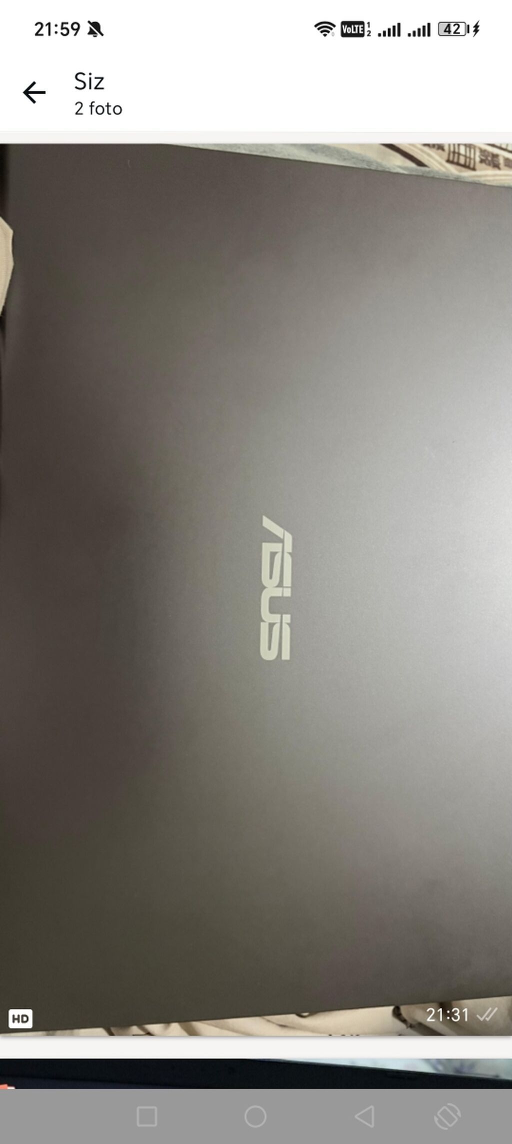 ASUS noutbuk - Marka/model: ASUS (gövdədə loqo) - Ekran: təxminən — Asus, Digah (2)