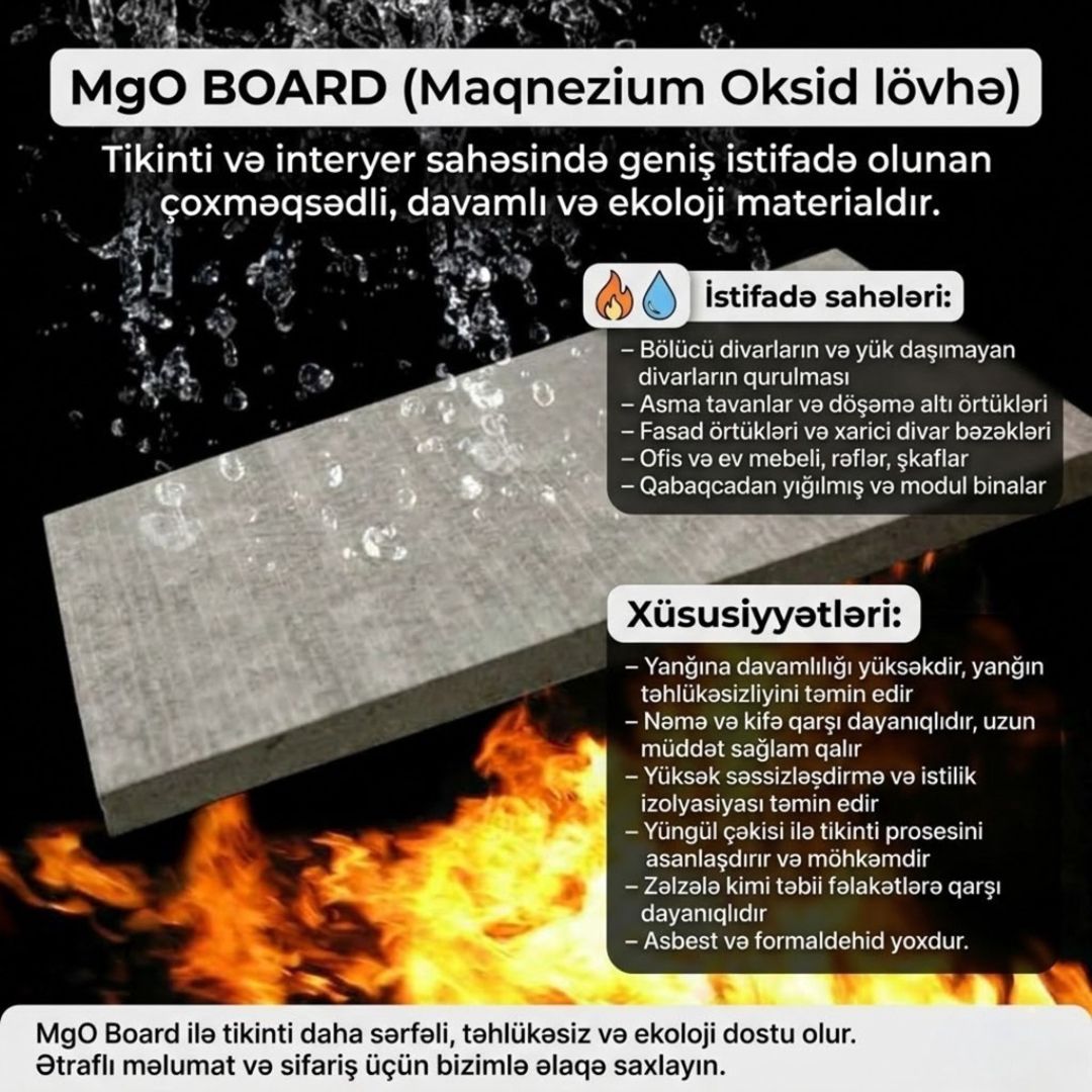MgO Board (Maqnezium Oksid lövhə) — Təmir və inşaat, Bakı (3)
