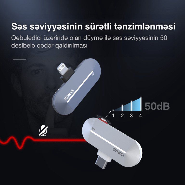 “Synco P1S T” telefon üçün simsiz yaxa mikrofonu (Type-C, 1 nəfərlik) — Səs texnikası, Bakı (6)