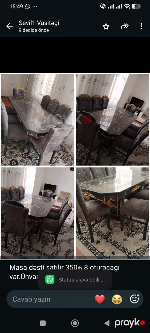 Masa dəsti satılır 350₼.8 oturacagı var.Ünvan Masazır. 0910 Sevil1 — Bakı