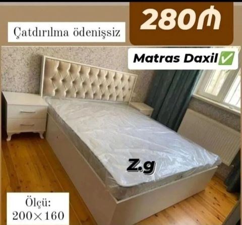 Yataq dəsti – ölçü 200×160 sm - Rəng: açıq krem/ağ tonlarda - Başlıq — Mehdiabad