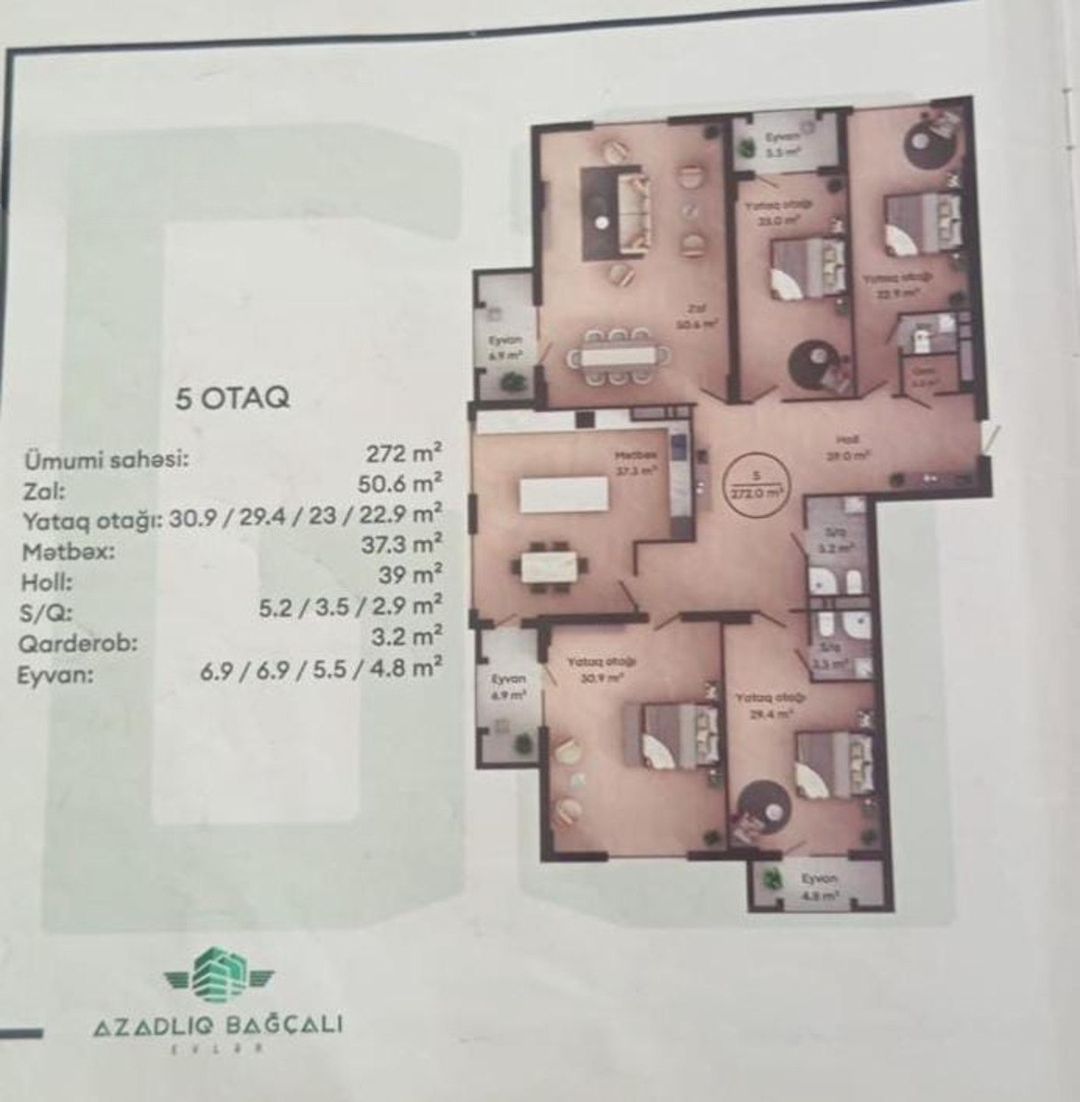 Satılır 5 otaqlı yeni tikili 272 m² — Mənzil, Bakı (3)