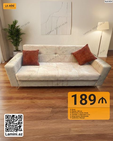 Məhsul: Divan (Kod: 6924) - Ölçü: 200 sm - Mexanizm: Açılan, bazalı — Bakı