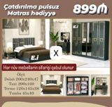 Yataq otağı dəsti Tərkibi: - Taxt: 200×160 - Şkaf (4 qapılı, güzgülü — Mallar