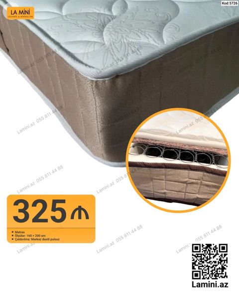 Məhsul: Yaylı matras Ölçü: 160 200 sm Konstruksiya: Yumşaq üst — Bakı