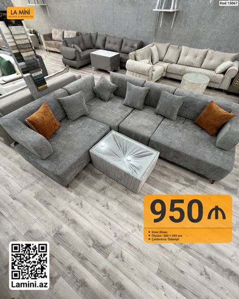 Künc divan - Model: La Mini minimal tərz - Ölçülər: 300 200 sm — Bakı