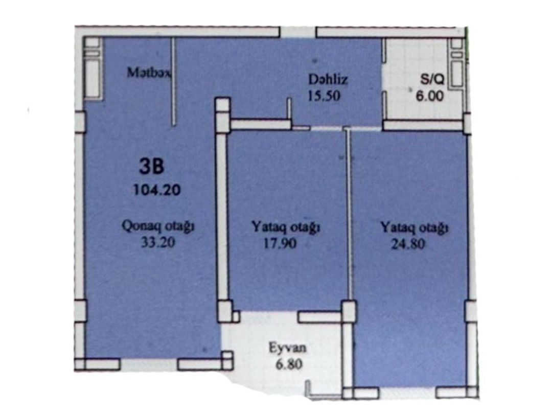 Satılır 3 otaqlı yeni tikili 105 m² — Mənzil, Bakı (3)