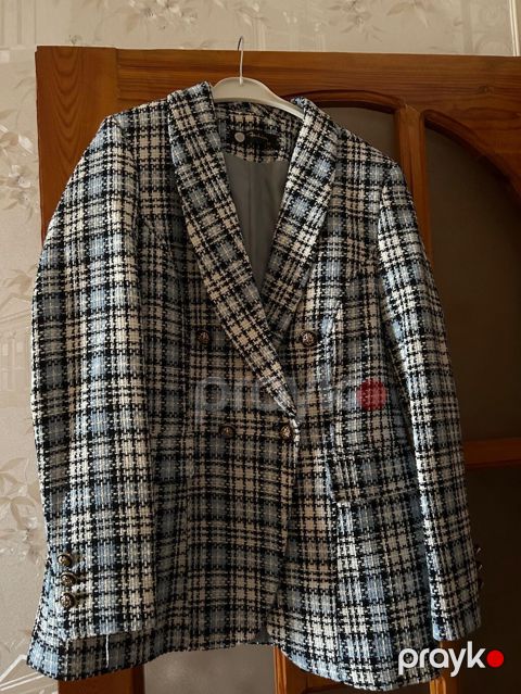 Qadınlar üçün klassik tweed dəbli blezer - Dizayn: İkiqat düyməli — Bakı