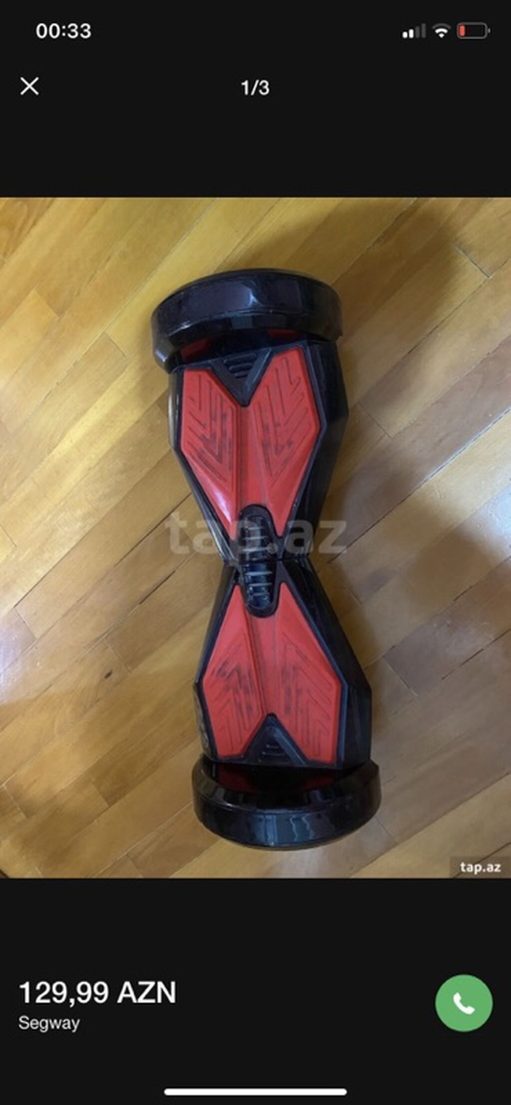 Hovərbord (Segway tipli elektrikli skuter) - Rəng: qara-qırmızı — Hiroskopler, Bakı (2)