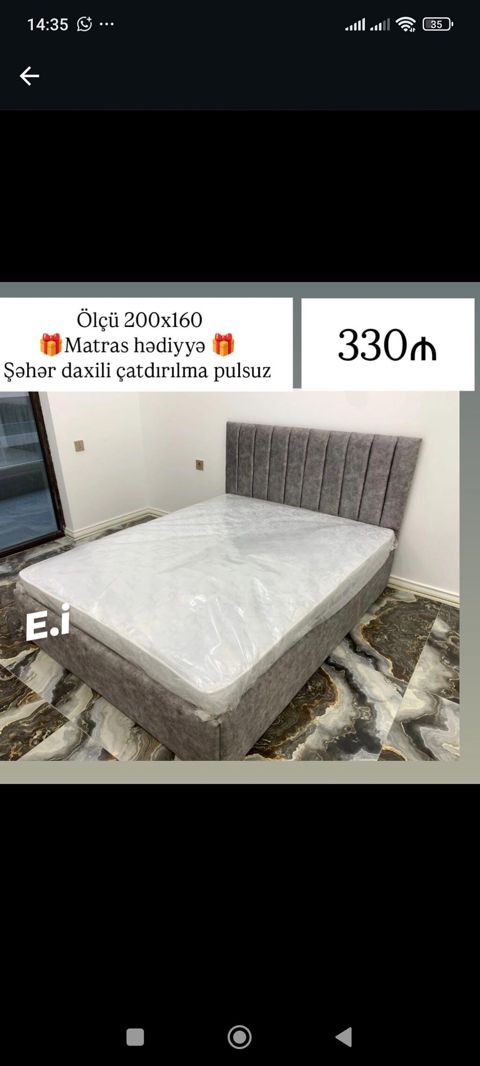 Mebel dəsti – çarpayı - Ölçü: 200x160 sm - Başlıq: yumşaq — Bakı