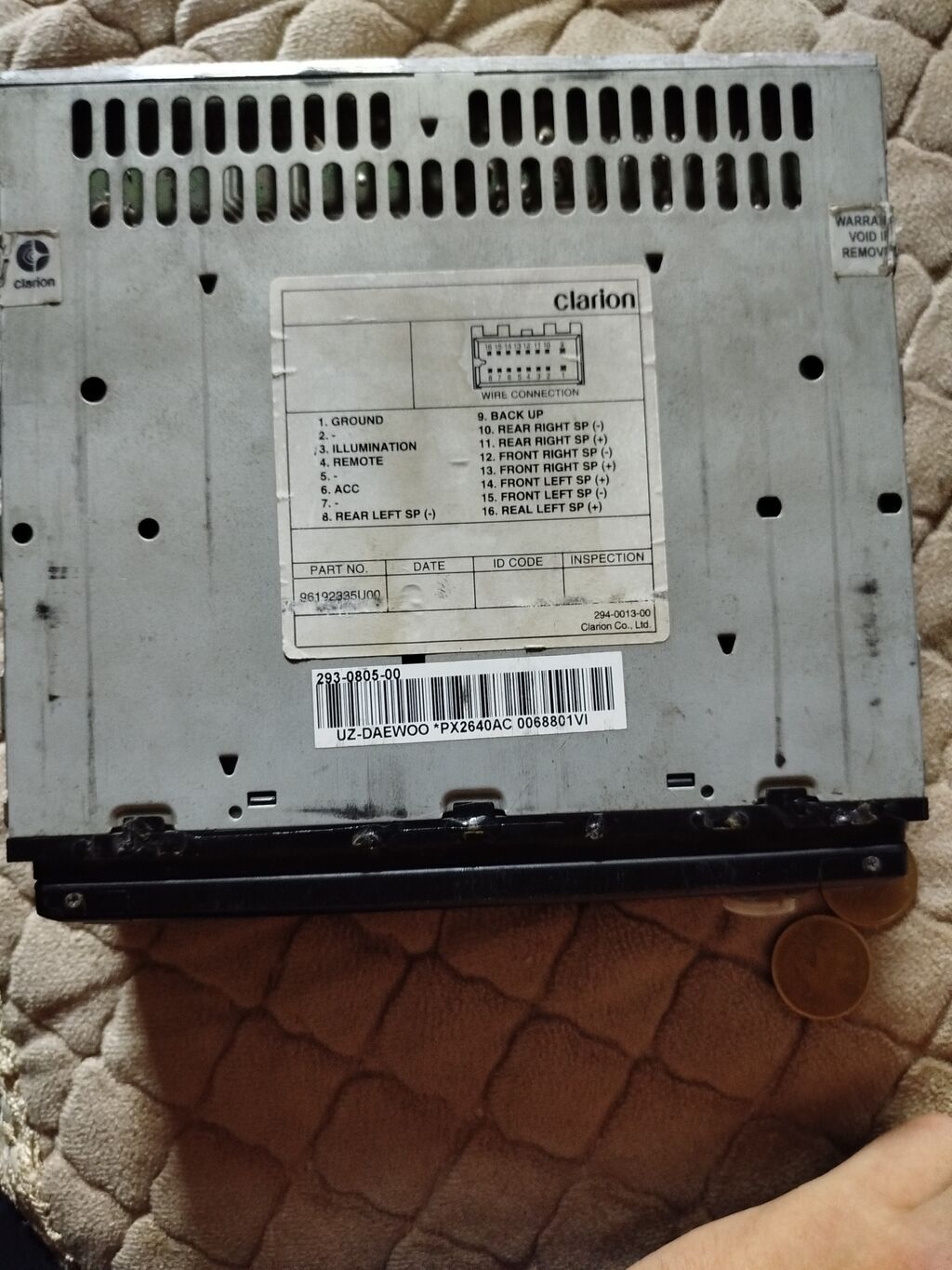 Clarion avtomobil maqnitolası - Model: Clarion (etiket: 294-0013-00) — Avtomobil akustikası, Bakı (3)