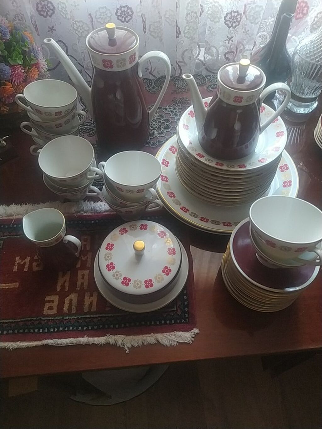 Nahar dəsti, rəng - Qəhvəyi, Farfor, 12 nəfərlik, Almaniya — Süfrə qabı, Digah (4)