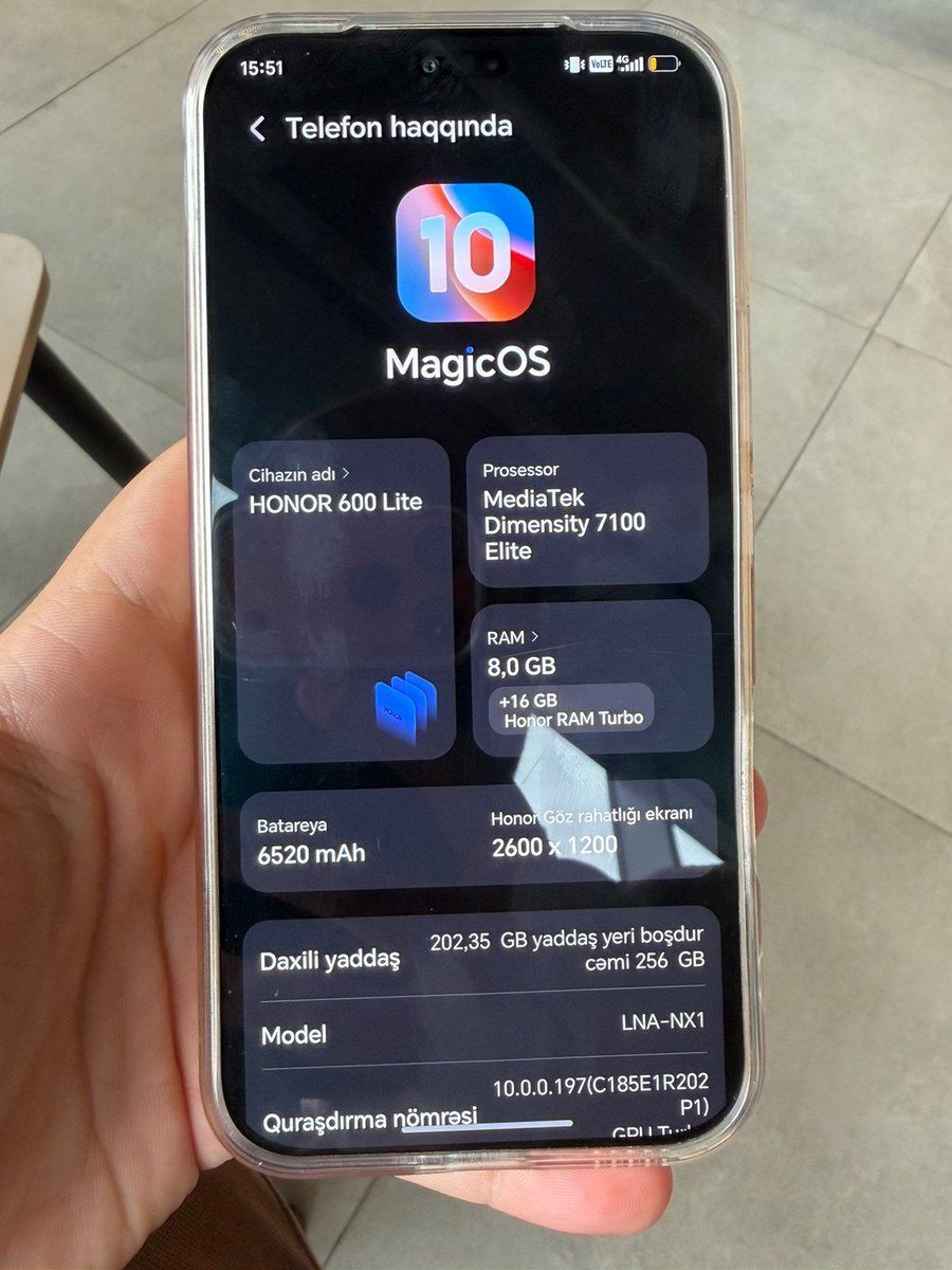 Honor 600 Lite Desert Gold 256GB/8GB — Smartfonlar, Bakı (3)