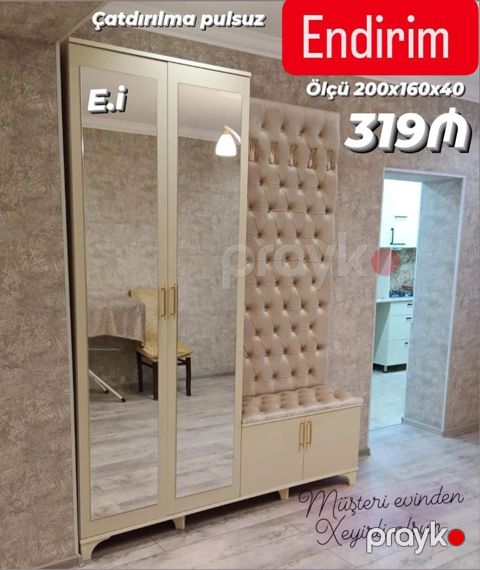 Dəhliz üçün şık portmanto-gardırob dəsti - Ölçü: 200×160×40 sm — Bakı