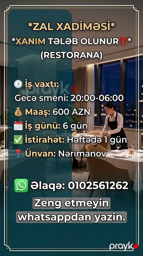 Xadimə tələb olunur, 18-29 yaş — Bakı
