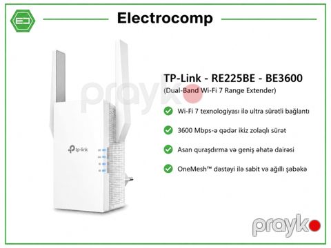 TP-Link RE225BE – BE3600 (Dual-Band Wi-Fi 7 Range Extender) — Bakı
