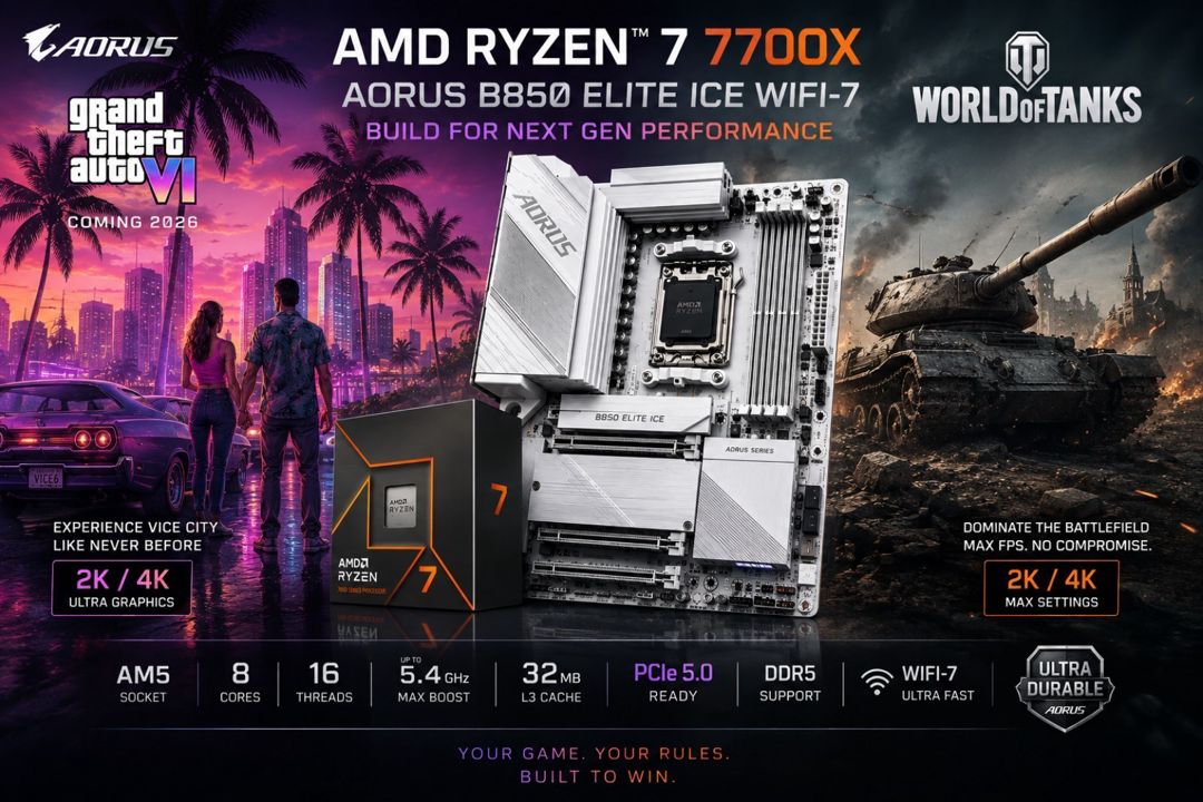 AMD Ryzen 7 7700X + aorus B850 Elite ıce WIFI-7 — Kompüterlər və noutbuklar, Bakı